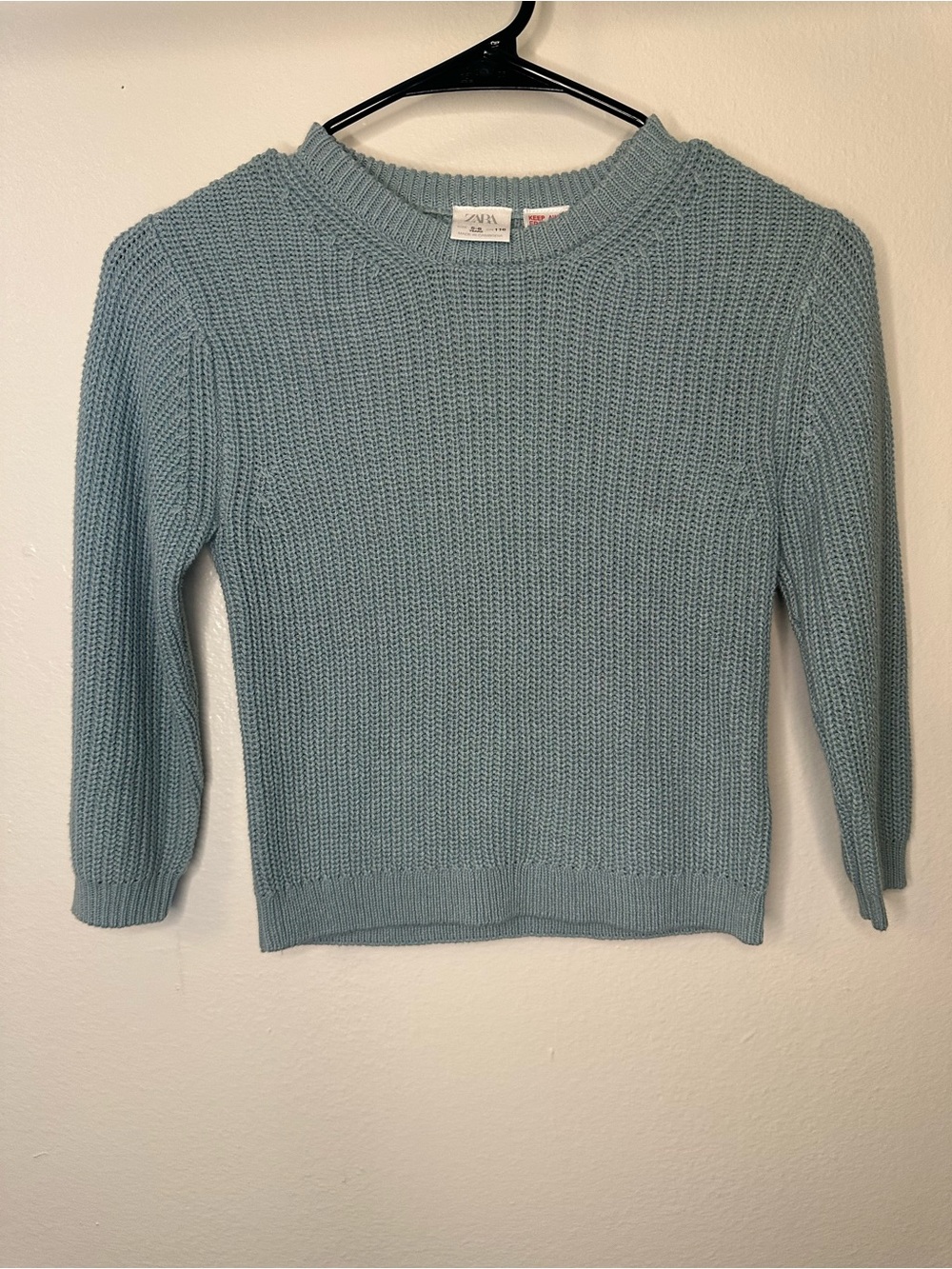Zara Sky Blue Ribbed Crewneck Sweater